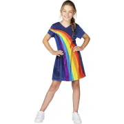 K3 verkleedkleding - jurkje regenboog blauw 3/5 jaar - Maat 116